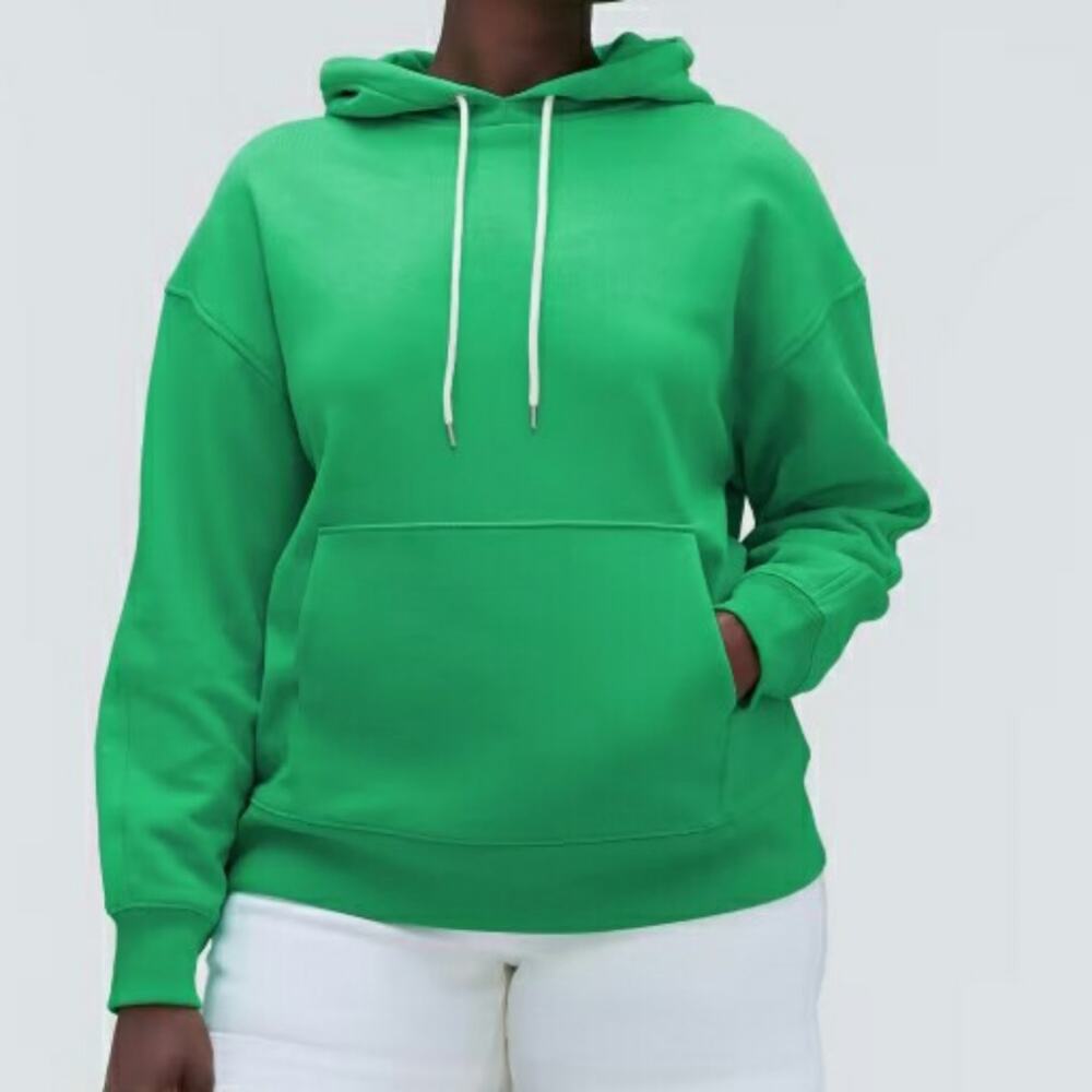 Everlane The Track Organic Cotton Popover Hoodie Green Hooded Sweatshirt XS New